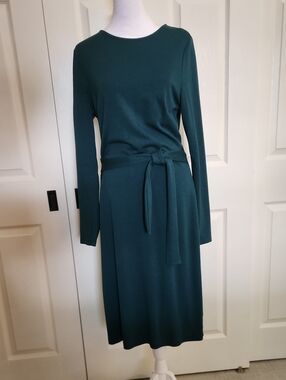 Long Sleeve Teal Belted Women’s Dress, M